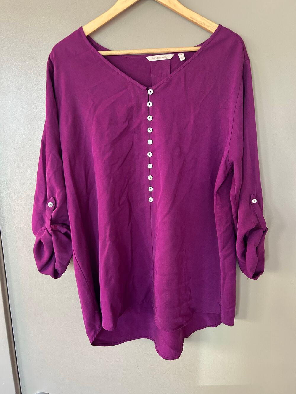 Soft Surroundings Plum Sardinia Tunic boho relaxed lagenlook casual loose fit xl